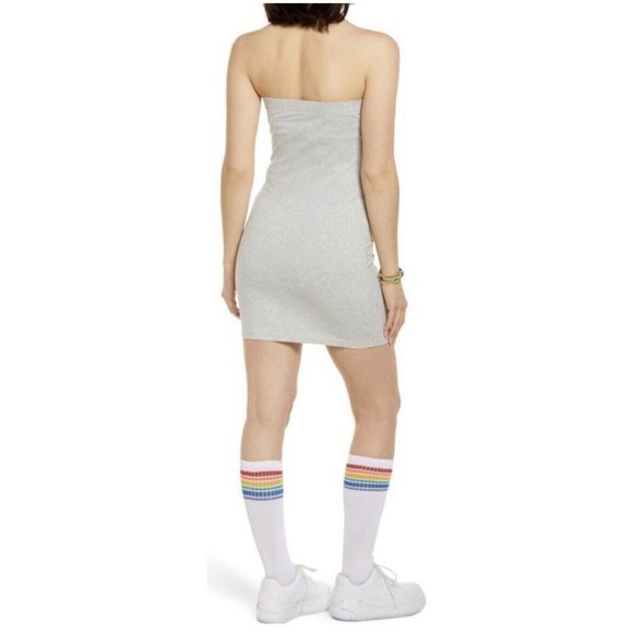 Nordstrom BP Strapless Mini Tube Dress Bodycon Heather Gray Cotton Stretch Small - Picture 4 of 14